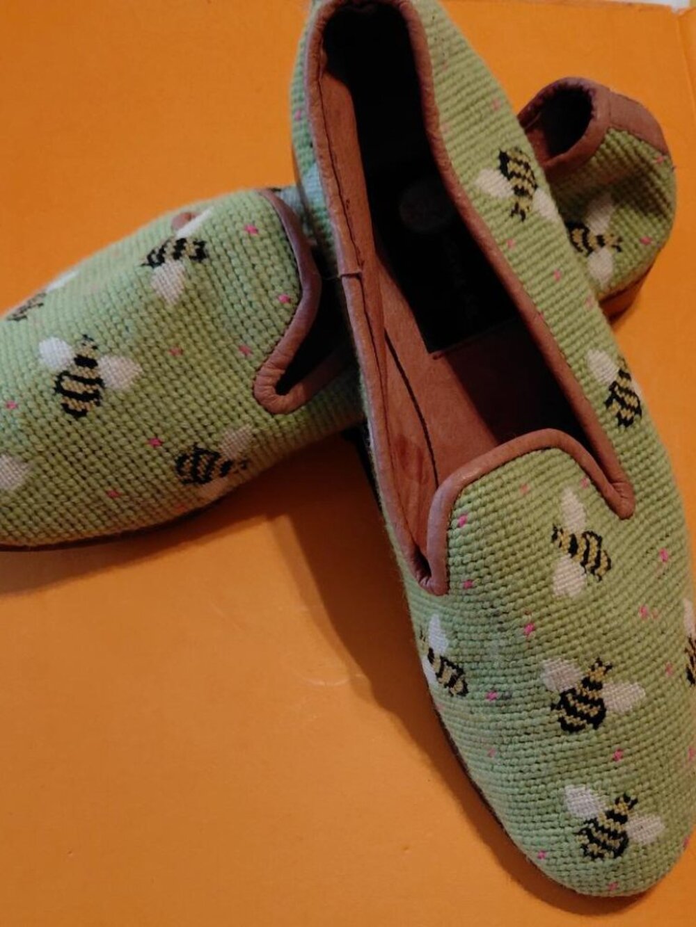 By Paige Honey Bees on Lime Needlepoint Loafer